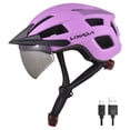 thumbnail image 1 of Lixada LIXADA HT003 Bicycle Helmet with Detachable Visor, Goggles, and Rechargeable LED Tail Light in Purple, 1 of 6