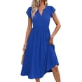 thumbnail image 3 of Fantaslook Summer Dresses for Women Ruffle Sleeve V Neck Midi Dresses Fashion Casual Flowy Vacation Sundress, 3 of 10