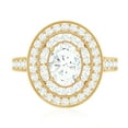 thumbnail image 4 of Rosec Jewels Certified Moissanite Oval Engagement Ring 1 Ct - 6X8 mm - Double Halo Statement Ring - D-VS1 Grade, 18K Yellow Gold, US 6.00, 4 of 9