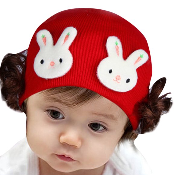 Opolski Mignon Lapin Animal Bébé Filles Garçons Fil de Laine Perruque Tricotée Chapeau Bonnet