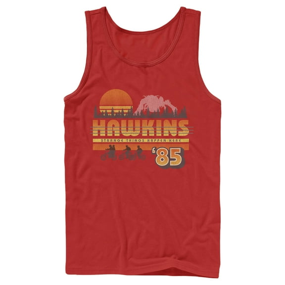 Netflix Men's Stranger Things Retro Hawkins Bikers Tank Top Red Medium