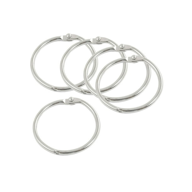 Unique Bargains Clip Closure Silver Tone Round Shape Key Chain Key Ring 5 Pcs