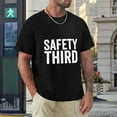 thumbnail image 4 of Safety Third Hip-hop Men's Cotton Short Sleeve HD Print Tee for Casual T-Shirt Crew Neck Top Black L, 4 of 7