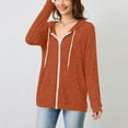 thumbnail image 3 of Breezora Women's Lightweight Zip Up Hooded Sweatshirt Long Sleeve Knit Cardigan Jacket Trendy Fall Loungewear Top XL Size Orange, 3 of 4