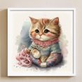 thumbnail image 4 of Hilo de bordar ecológico Wdftyju completo, punto de cruz de gatito impreso 11CT, 50x50cm, 4 of 9
