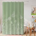 thumbnail image 6 of Shower Curtain Spring Plant White Line Art Shower Curtains for Bathroom Decor, Waterproof Polyester Shower Curtain Set with Hooks, Standard Size 72" x 72" Flower Butterfly Green, 6 of 9