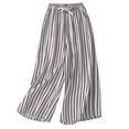 thumbnail image 1 of Pants For Women Casual Summer Drawstring Elastic High Waist Linen Pant Pockets Cropped Trouser, 1 of 8