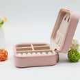thumbnail image 4 of Una caja de almacenamiento de joyas (rosa, aproximadamente 10 x 10 x 5 cm), pequeño organizador de joyas de viaje, mini estuche de joyería para mujeres, almacenamiento de cuero sintético para anillos,, 4 of 5
