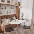 thumbnail image 3 of HOMYLIN Mesa de Comedor  120cm para 2-4, Mediados de Minimalista Siglo，Patas de Madera, para Parte Superior para el hogar, Oficina, Patio, Ovalada y Blanco, 3 of 6