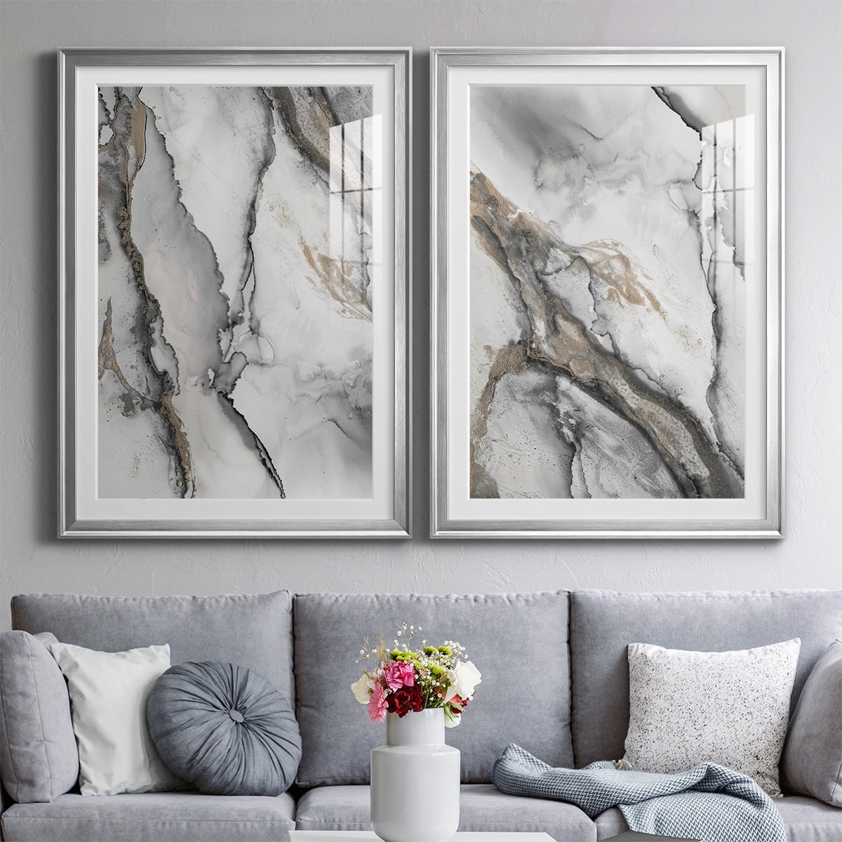 Wexford Home Abstract Ink Fantasy I Premium Framed Print, 22.5" x 30.5" - Ready to Hang, Silver (Set of 2)