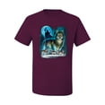 thumbnail image 2 of Wild Bobby, Wolf Howling At the Full Moon Wolf Pack Animal Lover Men's Graphic T-Shirt, Maroon, Small, 2 of 3