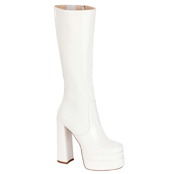 Adult Patent White Platform Gogo Boots