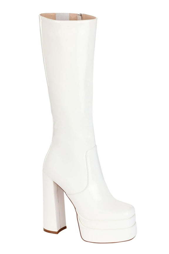Adult Patent White Platform Gogo Boots
