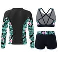 thumbnail image 2 of YONGHS Kids Girls Swimsuit 3 Piece Rash Guard Bathing Suit Quick Dry Long Sleeve Swimwear Wetsuit Zipper Lily 12, 2 of 7