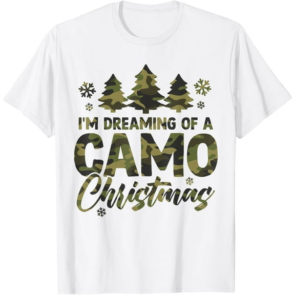Retro I'm Dreaming Of A Camo Christmas Camouflage Xmas Tree T-Shirt tee