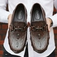 thumbnail image 5 of Mens Leather Loafers Comfortable Non-slip Driving Shoes Lightweight Office Shoes Business Boat Shoes Brown 9 US, 5 of 7