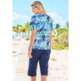 thumbnail image 3 of Swim 365 Women's Plus Size Chlorine-Resistant Crewneck Relaxed-Fit Swim Tee, 3 of 6