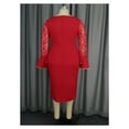 thumbnail image 7 of Elegant Red Dress For Women Plus Size With Long Flare Sleeves Beaded Belly Dress, 7 of 7
