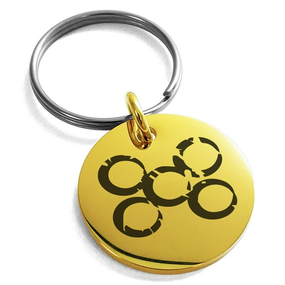 Stainless Steel Ancient Tribal Loyalty Rune Engraved Small Medallion Circle Charm Keychain Keyring