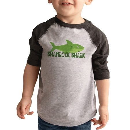 

7 ate 9 Apparel Kid s St. Patrick s Day Shirts - Lucky Shamrock Shark Grey Shirt 4T