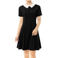 thumbnail image 1 of INSPIRE CHIC Robe Évasée pour Femme à Col Peter Pan avec Fermeture Éclair Dissimulée au Dos m Noir, 1 of 7