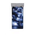 thumbnail image 2 of Ambesonne Ocean Fitted Sheet & Pillow Sham Set, Rain Clouds Storm Rays, Queen, Blue, 2 of 3
