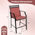 thumbnail image 3 of Costway Outdoor Counter Stools Set of 2 with Footrest & Armrests Metal Frame for Backyard Red, 3 of 8