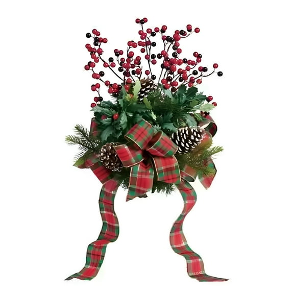 LAMIRO Festive Xmas Tree Topper Lightweight PVC Pine Cone Wreath Tree Topper for Decoration - 1pc