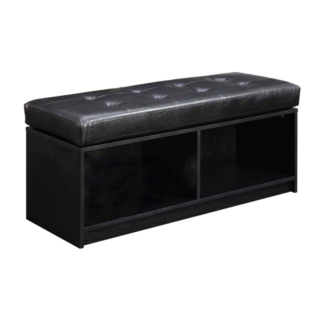 Convenience Concepts Designs4Comfort Broadmoor Ottoman in Black Faux Leather