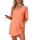 thumbnail image 1 of Camisón de mujer INSPIRE CHIC, camiseta de noche con cuello en V, camisón cómodo y oversized, talla XL, color naranja, 1 of 1