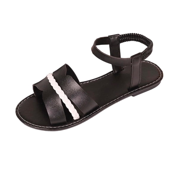 Xfvqtps Womens Flat Sandals Elastic Ankle Strap Crisscross Casual Summer Shoes for Women Lightweight Comfort