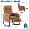 thumbnail image 3 of GARVEE Rocking Chair with Footrest,PU Upholstered Glider Accent Rocker Chair with High Backrest,Padded Seat and Side Pocket,Brown, 3 of 7