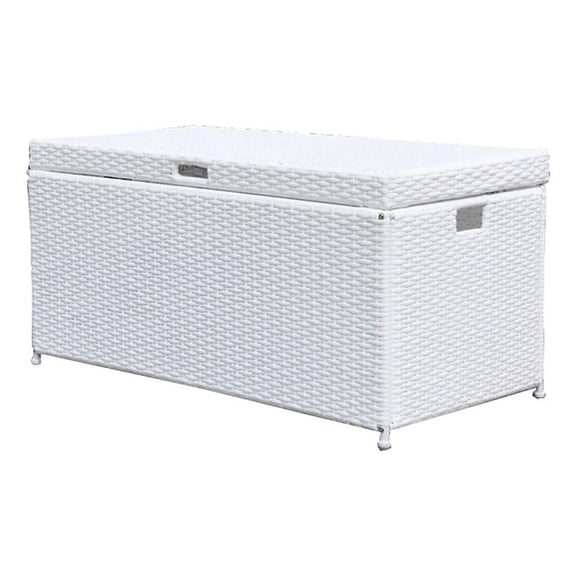 Bowery Hill Wicker White Patio Storage Deck Box Rectangular Simple Assembly