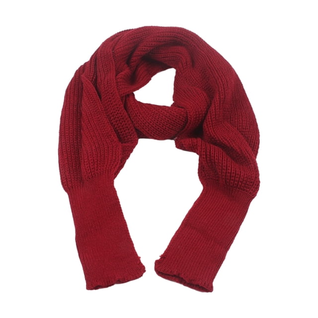 Sonducket Manténgase a la moda y cálido pañuelo de invierno con mangas bufanda larga de invierno para mujer con mangas unisex Accesorios de disfraces azufaifo rojo