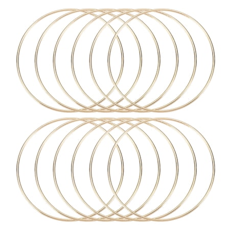 Uxcell 12 Pcs Dream Catcher Rings,Metal Crafts Hoops Floral Hoop 4.7 Inch Macrame Hoops Rings for DIY Crafts Wreath Making Supplies Plant Hangers,Gold