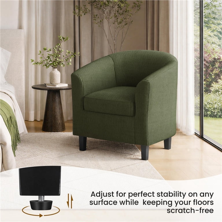 Renwick Corduroy Fabric Barrel Chair, Dark Green photo 8