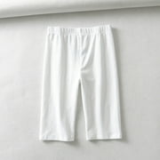 Toamir Women's Summer Tight Sports Capris Women Elastic Waist Bermuda Shorts Short Trouser Pocket Cropped Sports Beach Short Pants White S