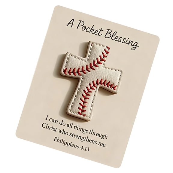 Crossed Shape Baseball Charm Keychain with Blessing Card Pocket Emotional Support Gift For Backpacks Bags Key Pendant