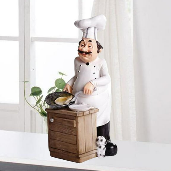 OUNONA White Resin Cooks Figure Ornament Modern Art Statue for Table Bakery Hotel Decor