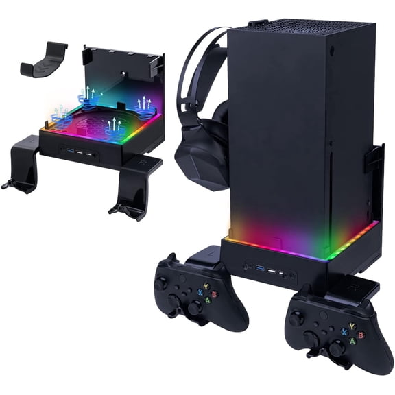 Arcticwind Wall Mount Holder for Xbox Series S, Wall Mount Kit Accessories with Adjustable Cooling Fan,USB Port, RGB LED Light Strip,Black