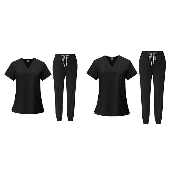 yuksok 2 Piece Female Scrub Set Machine Washable Nurse Work Clothing for Salon