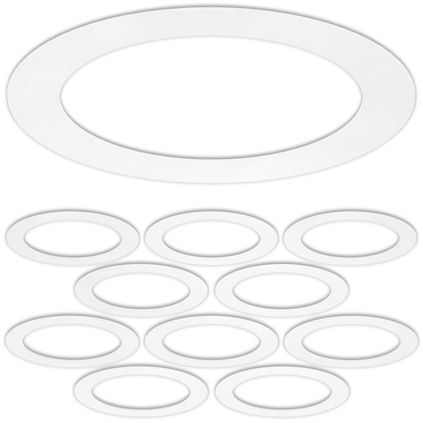 Paquete de 10 anillos embellecedores de color blanco brillante para latas empotradas de 10 pulgadas, iluminación descendente, diámetro exterior de 10 pulgadas, diámetro interior de 6,2 pulgadas