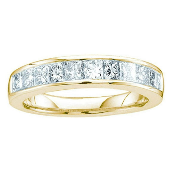 14kt Yellow Gold Womens Princess Channel-set Diamond 3mm Single Row Wedding Band 1/2 Cttw