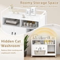 thumbnail image 4 of JJUN Cat Litter Box Enclosure - Cat Washroom Hidden Furniture with Front Entry, Scratcher, 2-Door Storage Cabinet, 2 Compartments, Air Vents, Metal Frame, Wooden Pet Crate House (White), 4 of 19
