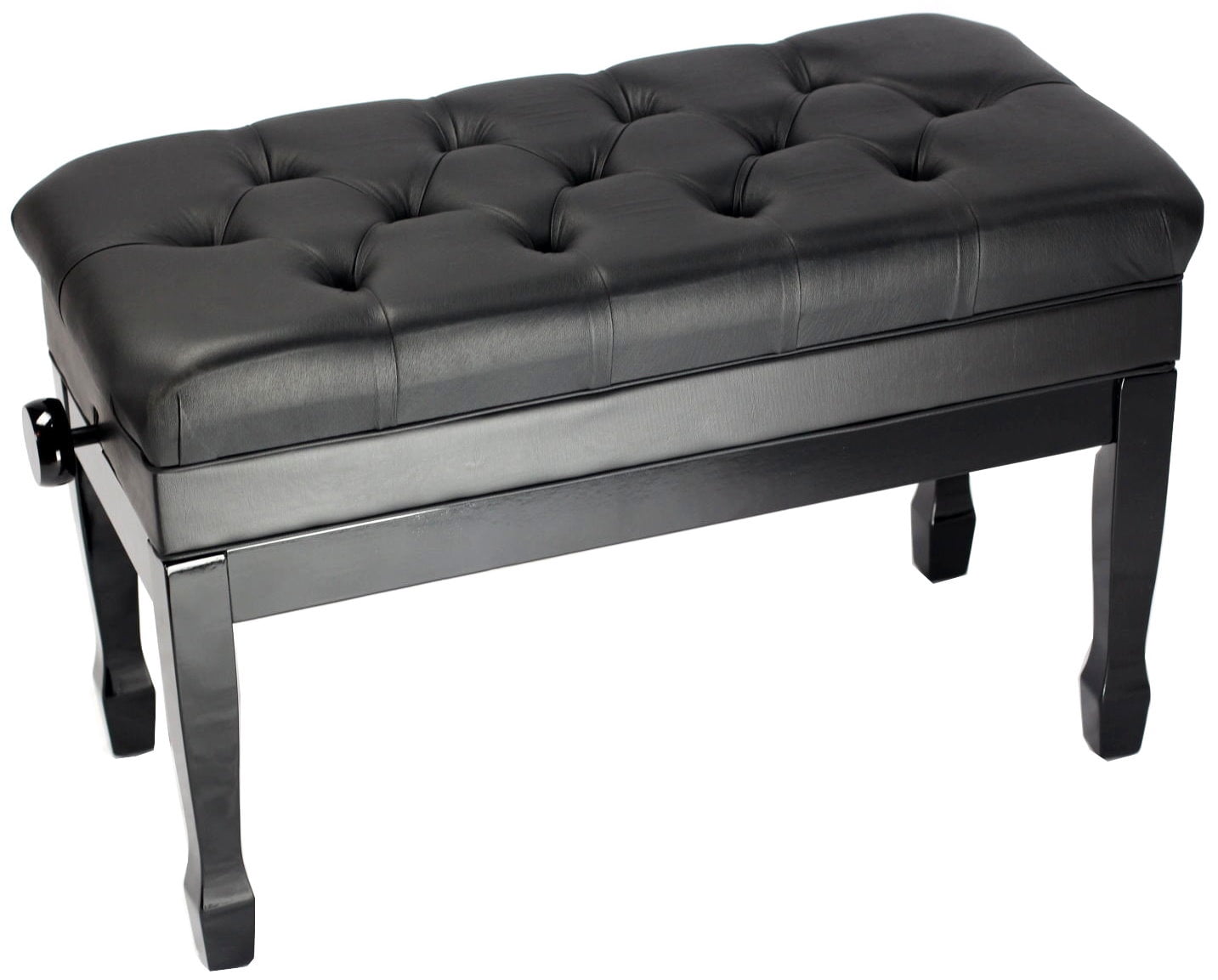 Griffin Genuine Leather Duet Piano Bench Seat | Black Wood Keyboard Guitar Stool