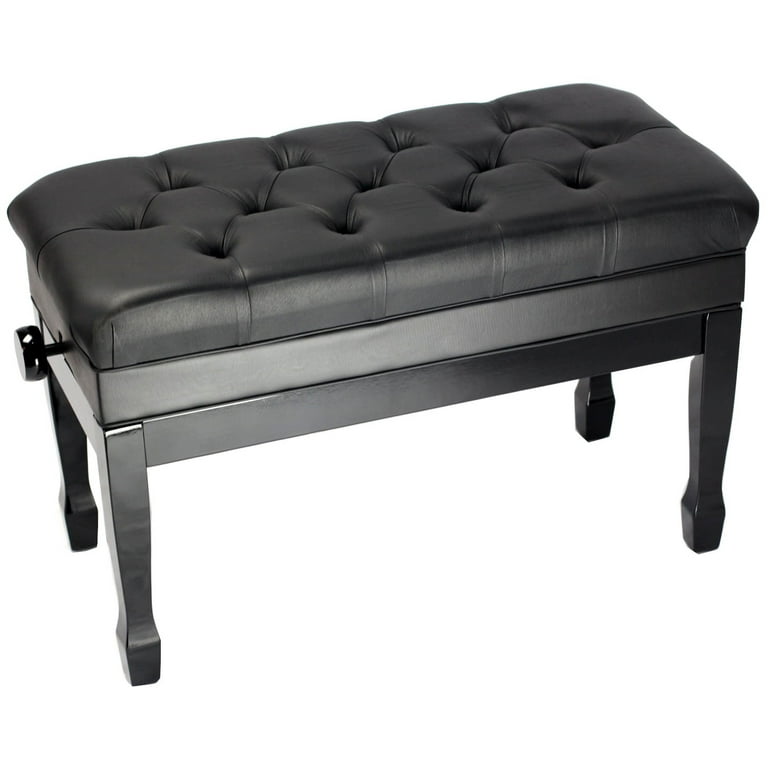 Donner Solid Wood Duet Piano Bench with Storage Two-Seater High-Density  Suede Cushion Chair - Black