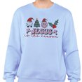 thumbnail image 2 of Smiley Jesus Is the Reason Christmas Sweatshirt Unisex 2X-Large Light Blue, 2 of 5