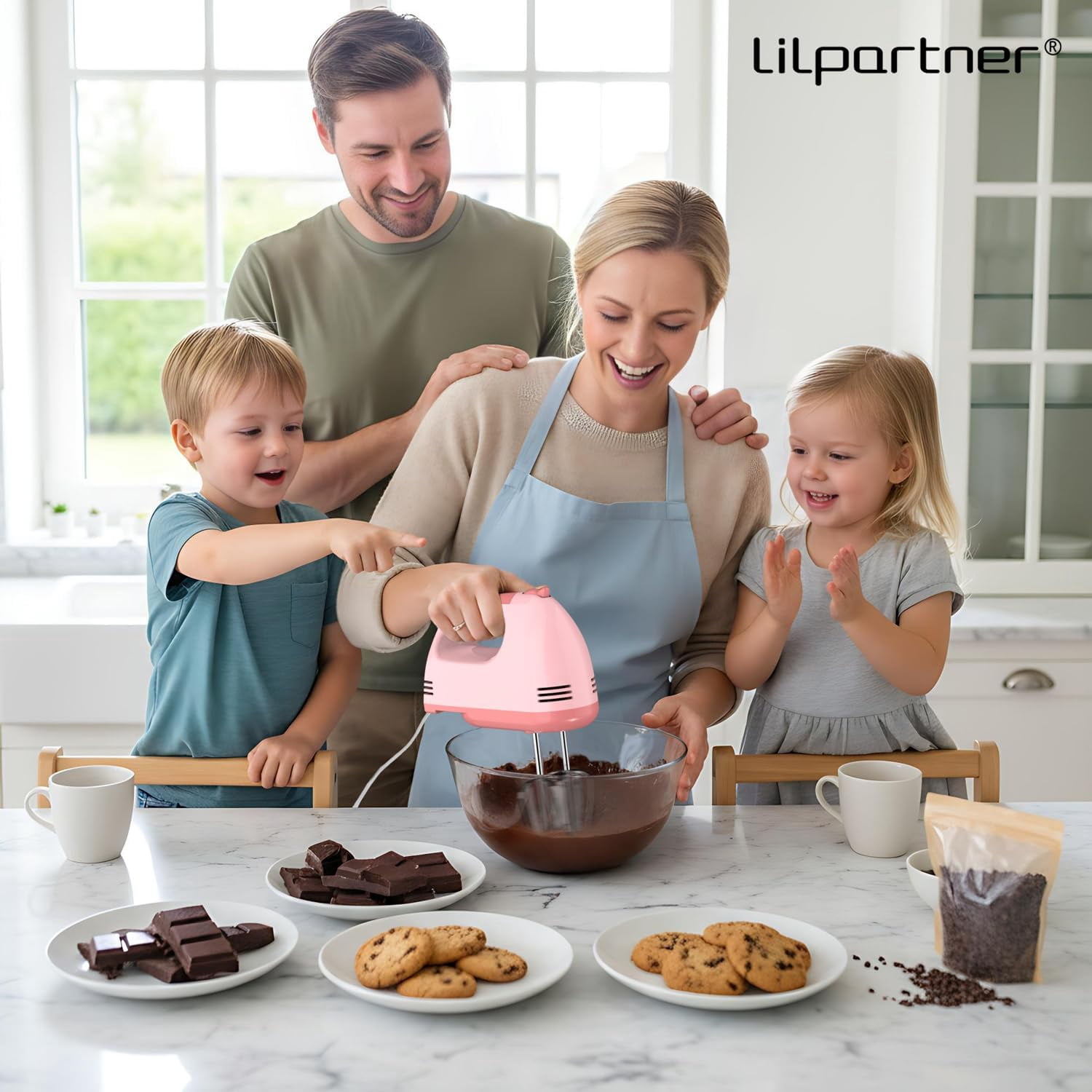 Hand Mixer Electric, Small Food 7 Speeds Handheld Blender, 304 *(2* Beater, 2*Dough Hook) Kitchen Blender for Cream, Cookies, Dishwasher Safe