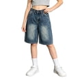 thumbnail image 2 of Liyamei Girls Denim Shorts with Mid Waist for Summer Daily Size 6-16,Blue, 2 of 5