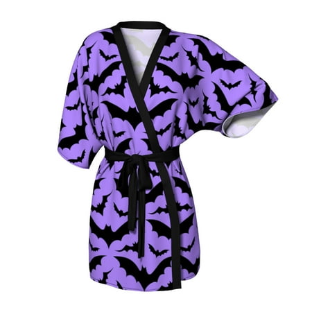 

Babysbule Cardigans for Women Clearance Women Shawl Bat Print Kimono Half Sleeve Nightgown Cardigan Top Cover Up Coat